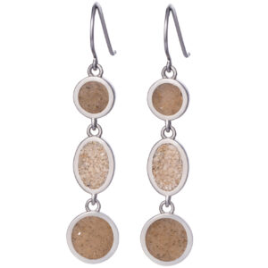Aanyeh Charms' Chandelier Earrings, filled with sand charms. Elegantly designed to add a touch of sophistication. آنية.