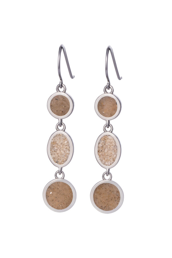 Aanyeh Charms' Chandelier Earrings, filled with sand charms. Elegantly designed to add a touch of sophistication. آنية.