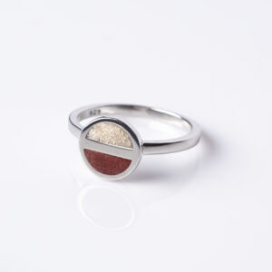 Aanyeh Charms' Semi-Circle Ring with dual sand fillings. A minimalist yet striking design. آنية.